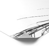 Monochrome Schwarz-weiße Palm Tree-Blätter Poster (Ecke)