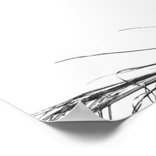 Monochrome Schwarz-weiße Palm Tree-Blätter Poster (Ecke)