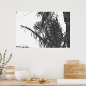 Monochrome Schwarz-weiße Palm Tree-Blätter Poster (Küche)