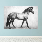 Monochrome Schwarz-weiße Pferde | Große Wandkunst Leinwanddruck (Insitu (Holzboden))