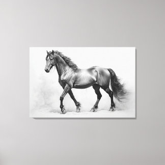 Monochrome Schwarz-weiße Pferde | Große Wandkunst Leinwanddruck