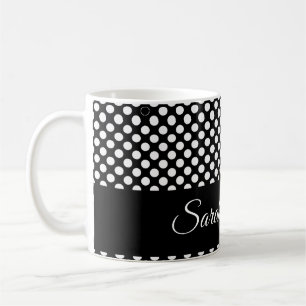 monochrome schwarz-weiße Polka-Punkte Kaffeetasse