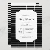 Monochrome Schwarz-weiße Rechteck Kariert geometri Einladung (Vorne/Hinten)