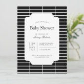 Monochrome Schwarz-weiße Rechteck Kariert geometri Einladung (Stehend Vorderseite)