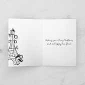 Monochrome schwarze, weiße Eiffelturm Weihnachten (Innenseite)