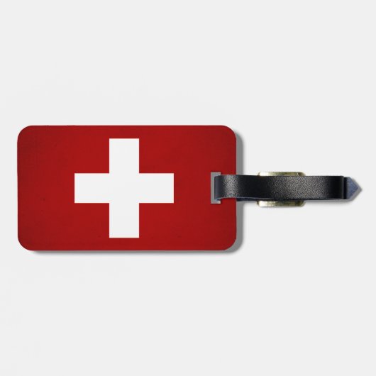 Monochrome Schweizer Flagge Gepäckanhänger (Rückseite horizontal)