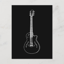 Monochrome Semi Acoustic Guitar Line Zeichnend Postkarte