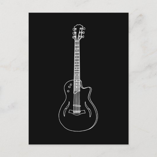 Monochrome Semi Acoustic Guitar Line Zeichnend Postkarte (Vorderseite)