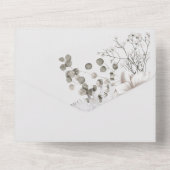 Monochrome Sepia-Aquarellfarben-Blume All In One Einladung (Rückseite)