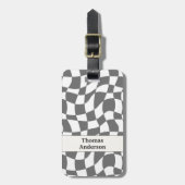 Monochrome, Shaken Pattern in Gray, Ska Gepäckanhänger (Vorderseite vertikal)