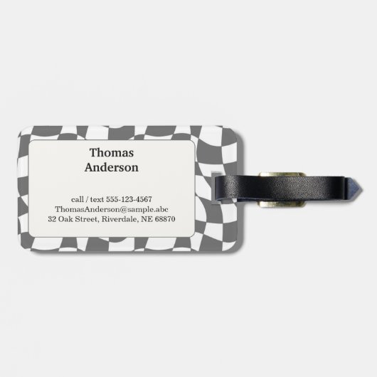 Monochrome, Shaken Pattern in Gray, Ska Gepäckanhänger (Rückseite horizontal)