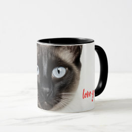 Monochrome Siamese Cat Liebe Tasse