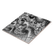 Monochrome Silbertürme Fraktal Abstrakte Kunst Fliese (Seite)