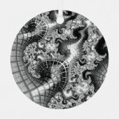 Monochrome Silbertürme Fraktal Abstrakte Kunst Ornament Aus Metall (Vorderseite)