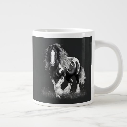 Monochrome Sinti und Roma Cob Horse Jumbo-Tasse (Rechts)