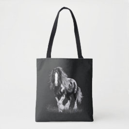 Monochrome Sinti und Roma Cob Horse Tasche