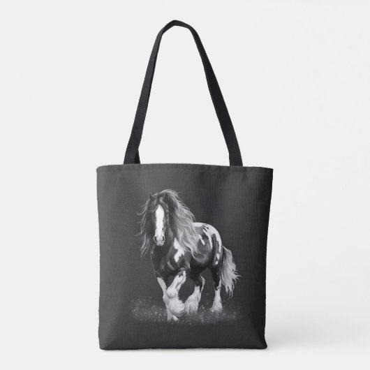 Monochrome Sinti und Roma Cob Horse Tasche (Rückseite)