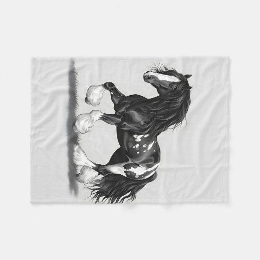Monochrome Sinti und Roma Vanner Pferd Fleecedecke (Vorderseite (Horizontal))