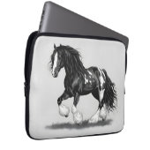 Monochrome Sinti und Roma Vanner Pferd Laptopschutzhülle (Vorne Rechts)
