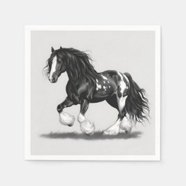 Monochrome Sinti und Roma Vanner Pferd Serviette