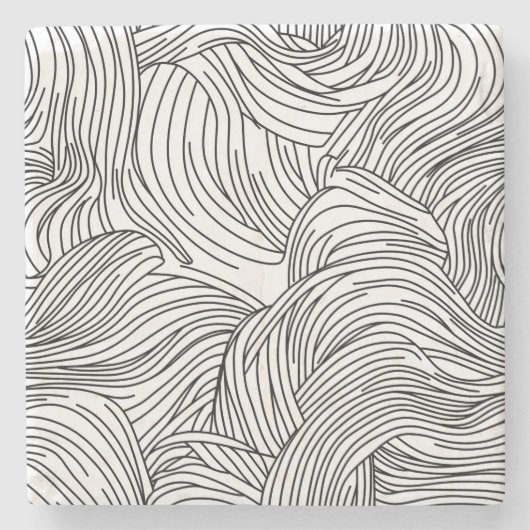 Monochrome skandinavische Wellenmuster-Untersetzer Steinuntersetzer (Vorderseite)