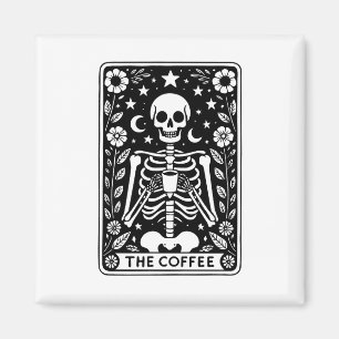 Monochrome Skeleton-Tarot-Karte "The Coffee" Magnet