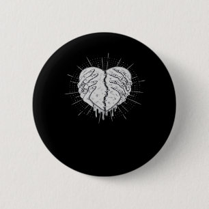 Monochrome Skeletthand mit Herz-Klassik Button
