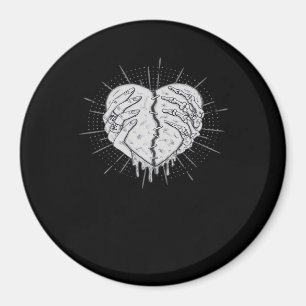 Monochrome Skeletthand mit Herz-Klassik Magnet