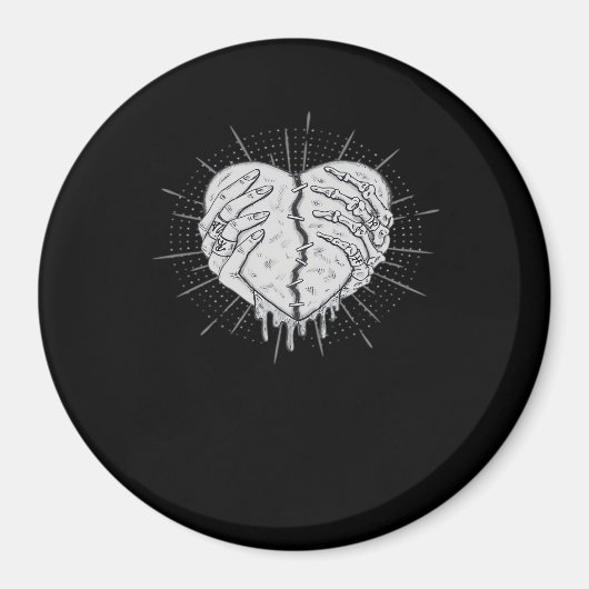 Monochrome Skeletthand mit Herz-Klassik Magnet (Vorne)