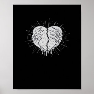 Monochrome Skeletthand mit Herz-Klassik Poster