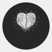 Monochrome Skeletthand mit Herz-Klassik Runder Aufkleber (Vorderseite)