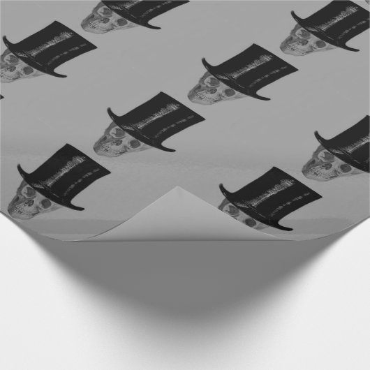 Monochrome Skull Top Hat Geschenkpapier (Ecke)