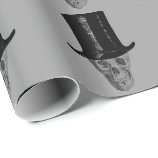 Monochrome Skull Top Hat Geschenkpapier (Rolleneckpunkt)