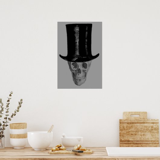 Monochrome Skull Top Hat Poster (Küche)