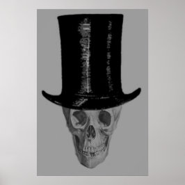 Monochrome Skull Top Hat Poster