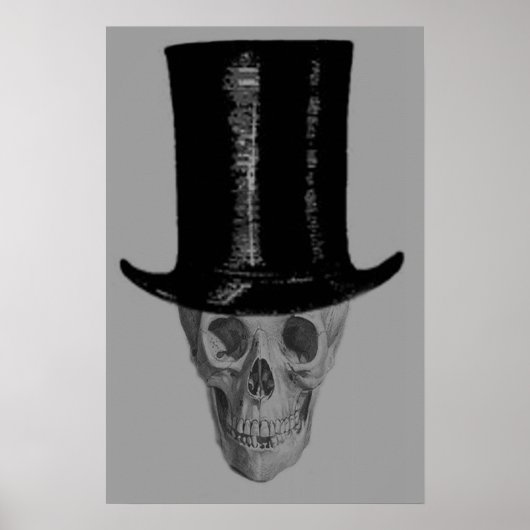 Monochrome Skull Top Hat Poster (Vorne)