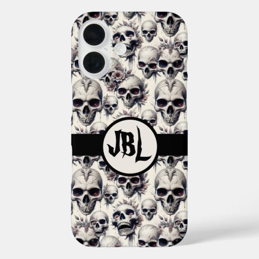 Monochrome Skulls Case-Mate iPhone Hülle (Rückseite)