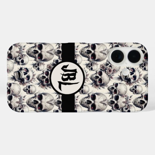 Monochrome Skulls Case-Mate iPhone Hülle (Rückseite (Horizontal))
