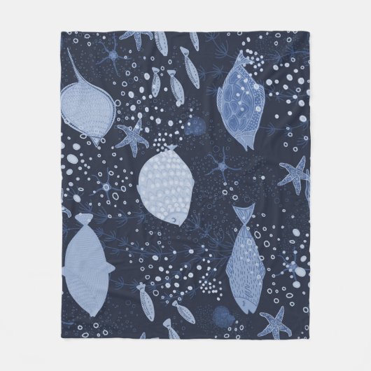 Monochrome sleeping fishes, dark pattern. fleecedecke (Vorderseite)