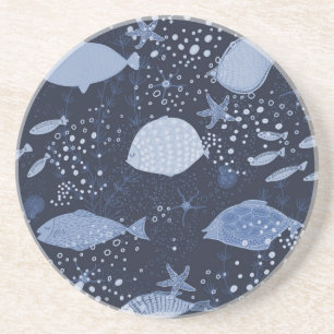 Monochrome sleeping fishes, dark pattern. getränkeuntersetzer