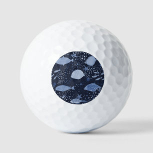 Monochrome sleeping fishes, dark pattern. golfball