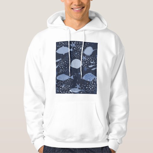 Monochrome sleeping fishes, dark pattern. hoodie (Vorderseite)