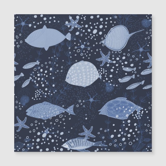 Monochrome sleeping fishes, dark pattern. magnetkarte (Vorderseite)