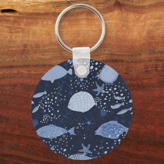 Monochrome sleeping fishes, dark pattern. schlüsselanhänger (Rückseite)