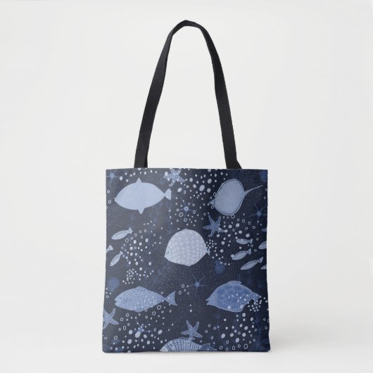 Monochrome sleeping fishes, dark pattern. tasche (Vorderseite)