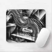 Monochrome Slinky fällt chromglänzende Treppe hinu Mousepad (Mit Mouse)