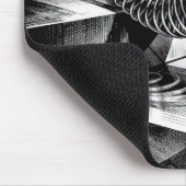 Monochrome Slinky Tumbling Down Chrome Steps Mousepad (Ecke)