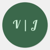 Monochrome Smaragd Green Wedding Small Runder Aufkleber (Vorderseite)