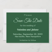 Monochrome Smaragdgrüne Hochzeit speichern das Dat Save The Date (Vorderseite)