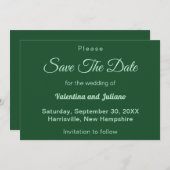 Monochrome Smaragdgrüne Hochzeit speichern das Dat Save The Date (Vorne/Hinten)